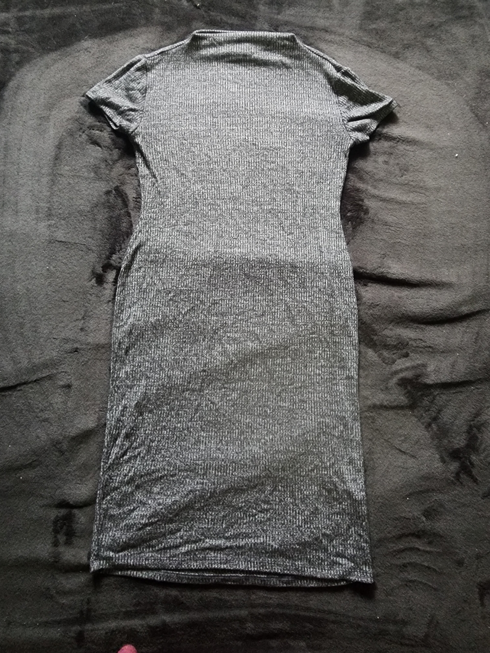 Popular Basics Charcoal Ribbed Midi Dress